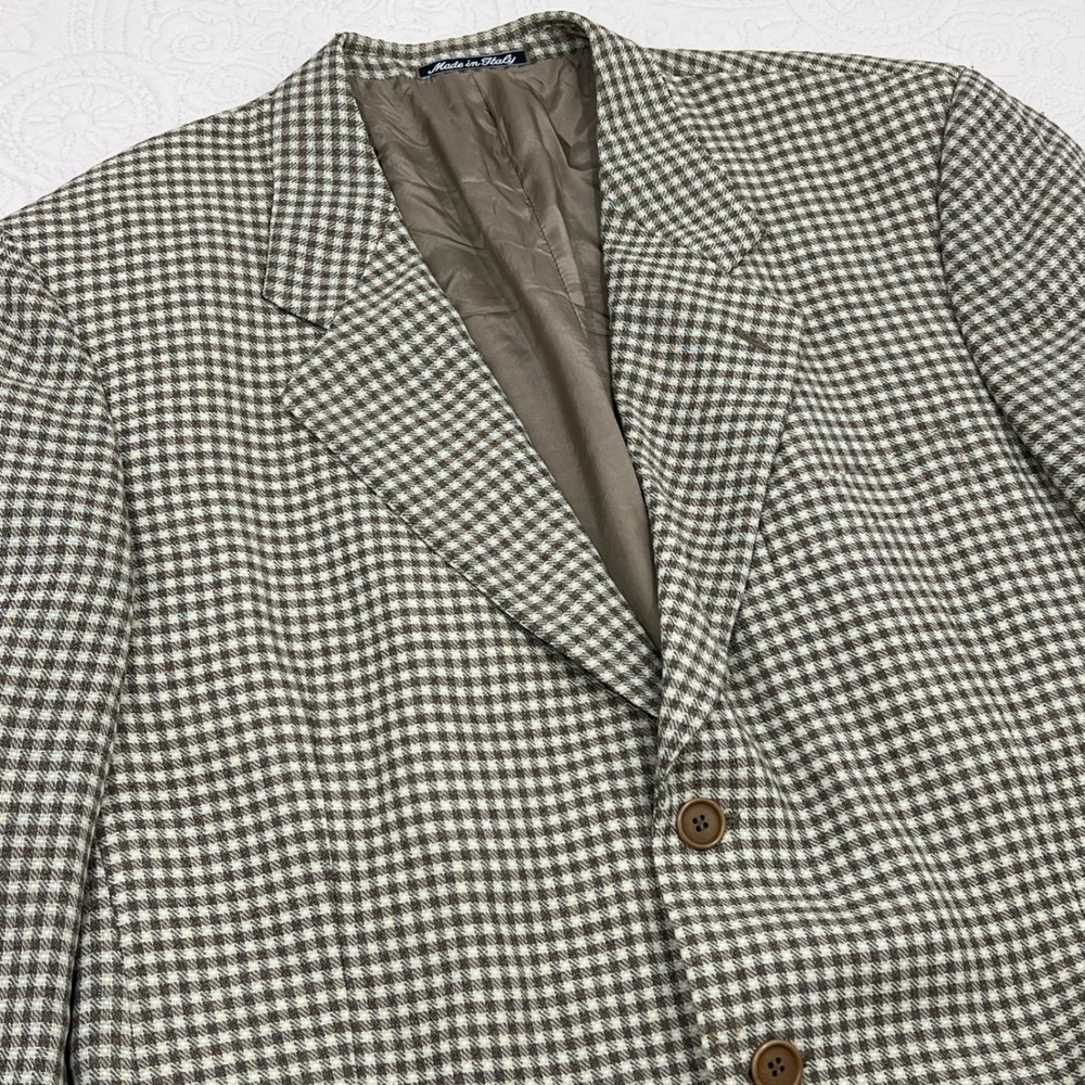 Mani by Giorgio Armani Brown Houndstooth Virgin‎ Wool Blazer Made in Italy 44L
